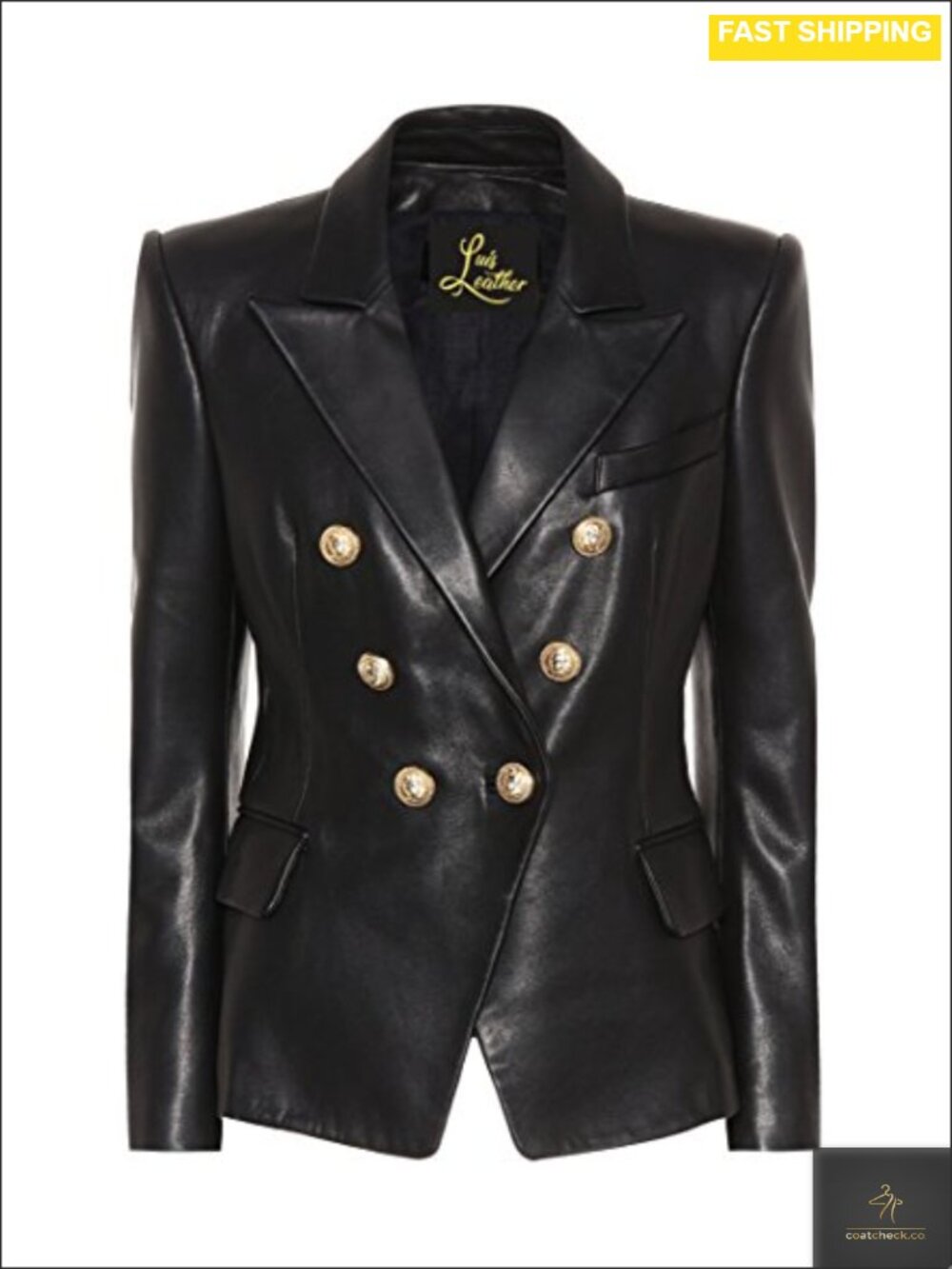 Genuine Lambskin Leather Blazer with Full Sleeves Single Button Suit Style for